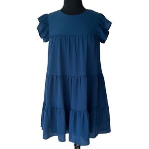 Pink Lily Blue Babydoll Mini Dress Size Small